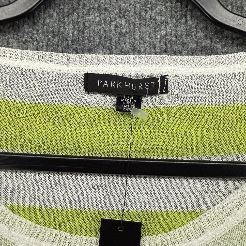Parkhurst Sweater Womens L Yellow Striped Pullover Lightweight Preppy Casual - Picture 6 of 9